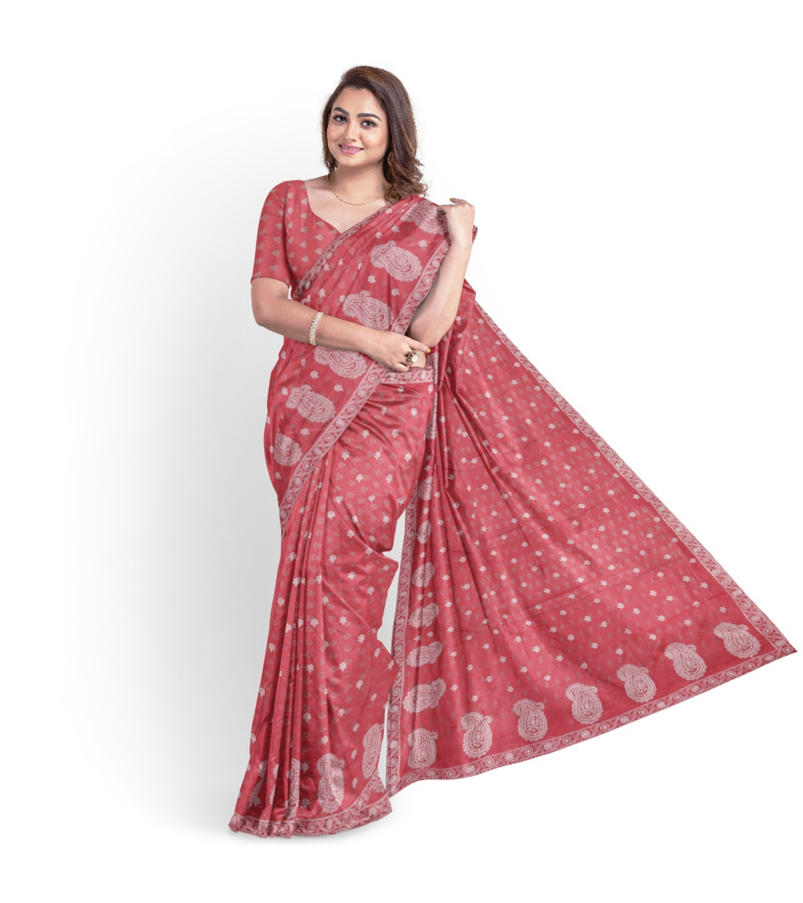 Exclusive Lightcoral Tissue Kanjivaram Saree by Abaranji